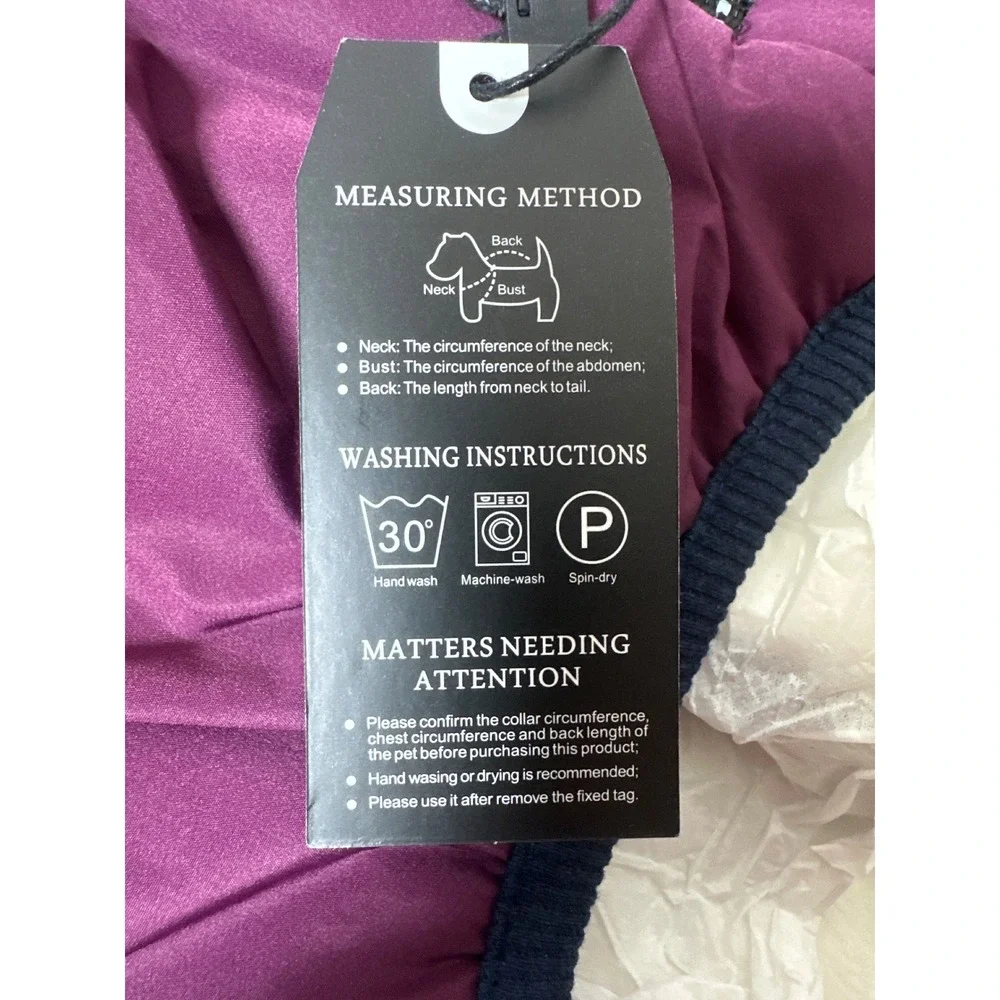 Gyuzh Purple Dog Winter Jacket Fleece Lined Reflective Harness Vest XL